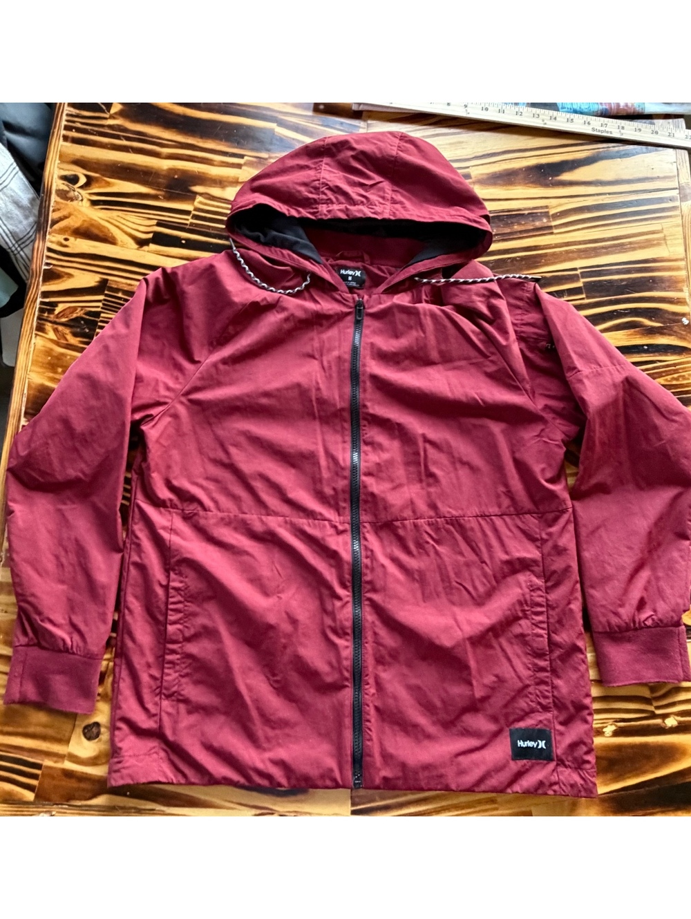 Hurley maroon hooded zip jacket